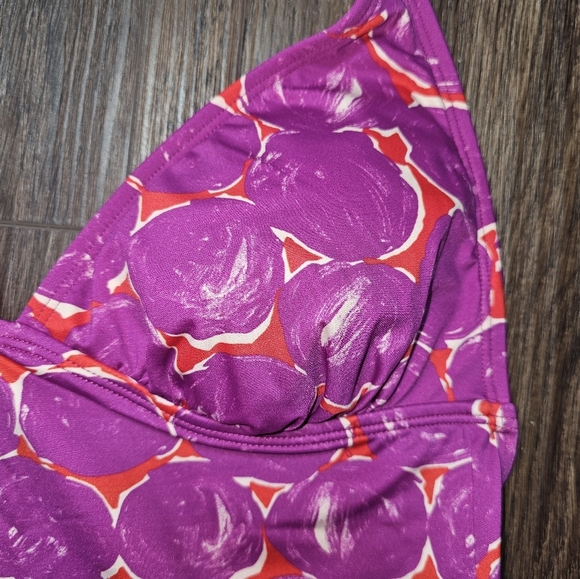 Tory Burch Orange/Purple Halter Swimsuit Sz S Circle Print One Piece - Picture 6 of 15